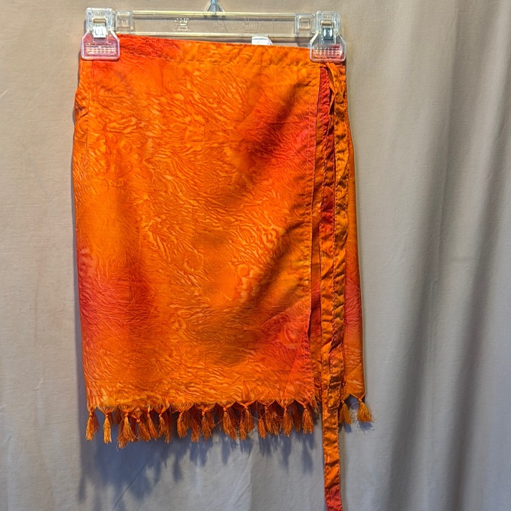 Vibrant Orange Sarong Wrap Skirt